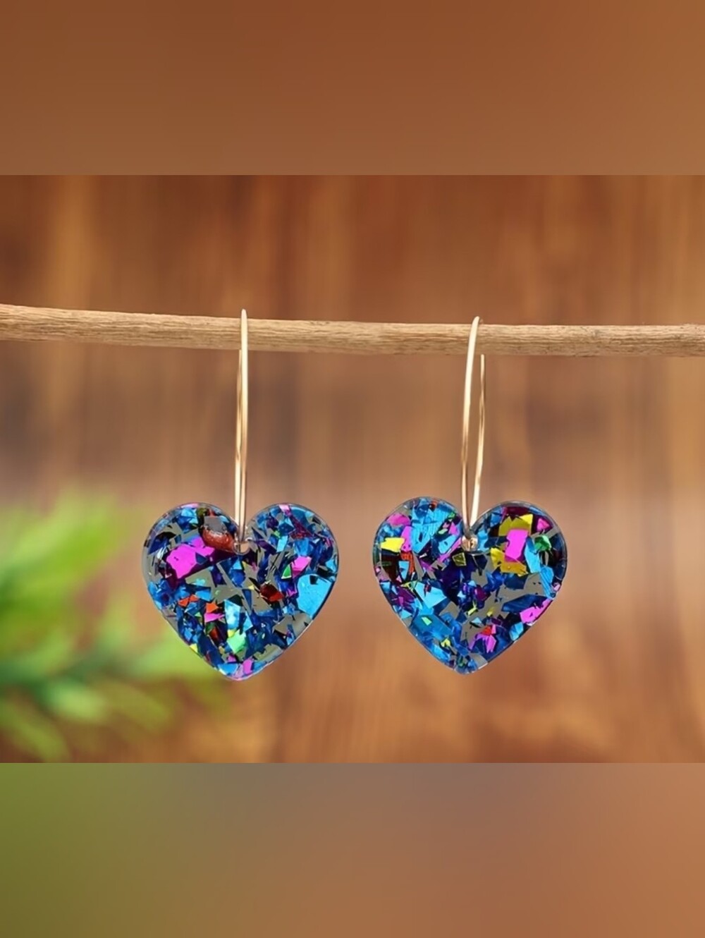 Blue Heart Confetti Hoop Earrings- NEW!